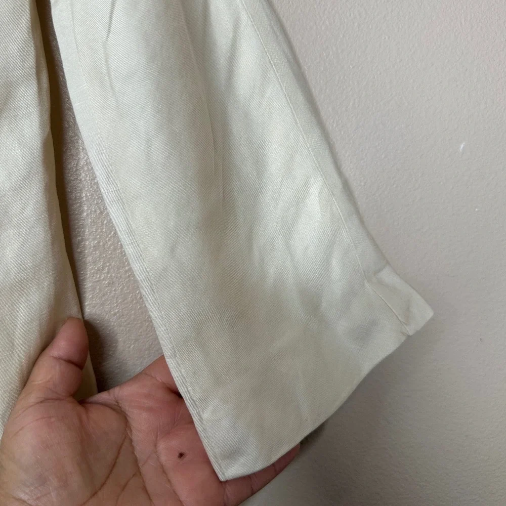 Boden Silk Linen Blend Trench Coat Cream 1‎ Button Front Long Sleeve Women's 8